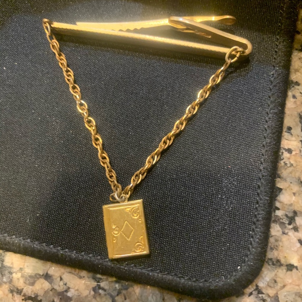 Hancock tie clip with picture and locket